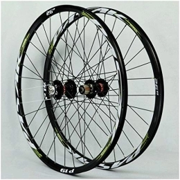 LHHL Spares Components 26 27.5 Inch Mountain Bike Wheel Double Layer Alloy Rim Disc Brake Bicycle Wheelset MTB 32H 7-11speed Cassette Hubs Sealed Bearing QR Schrader Valve (Color : Green, Size : 29inch)