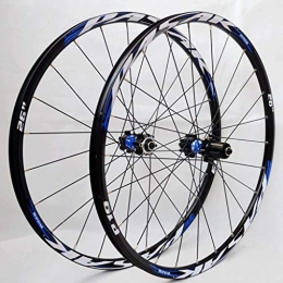 LHHL Spares Components MTB 26 27.5 Inch Mountain Bike Wheel Disc Brake Bicycle Wheelset Double Layer Alloy Rim 7-11speed Cassette Hub Sealed Bearing QR (Color : Blue hub, Size : 26inch)