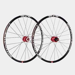 CWYP-MS Spares CWYP-MS Ultralight Mountain Bike Wheel Set Aluminum Alloy Rim 120 Sounds 5 Bearing 26" / 27.5" / 29" Bicycle Disc Brake Quick Release Red Hub(Front Wheel+Rear Wheel) (Size : 26in)
