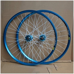 QHY Mountain Bike Wheel Cycling Bike Wheelset 26 Inch Double Wall MTB Rim Disc Brake QR For 8-10 Speed Cassette Flywheel 32 Holes (Color : B-Blue)
