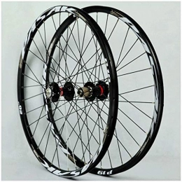 QHY Mountain Bike Wheel Cycling Mountain Bike Wheel 26 / 27.5 / 29 Inch Bike Wheel Set Double Wall Rims Cassette Flywheel Sealed Bearing Disc Brake QR 7-11 Speed (Color : Black, Size : 29in)