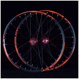 QHY Spares Cycling MTB Bicycle Wheelset 26 27.5 29 In Mountain Bike Wheel Double Layer Alloy Rim Sealed Bearing 7-11 Speed Cassette Hub Disc Brake 1100g QR 24H (Color : Red, Size : 26inch)