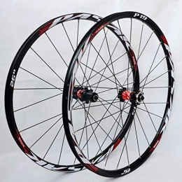 QHY Mountain Bike Wheel Cycling MTB Bike Wheel Set 26 / 27.5 Inch Mountain Bike Wheels Double Wall Rims Cassette Hub Sealed Bearing Disc Brake QR 7-11 Speed 1850g (Color : B-Red, Size : 26in)