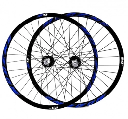 QHY Mountain Bike Wheel Cycling MTB Wheels 26 27.5 29 Inch Mountain Bike Wheelset Double Wall Rims Disc Brake 8-10s Cassette Hub 32H QR (Color : Blue, Size : 26in)