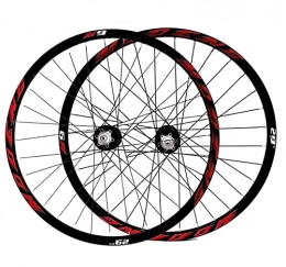 QHY Mountain Bike Wheel Cycling MTB Wheels 26 27.5 29 Inch Mountain Bike Wheelset Double Wall Rims Disc Brake 8-10s Cassette Hub 32H QR (Color : Red, Size : 26in)