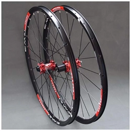 QHY Spares Cycling MTB Wheelset For Mountain Bike 26 27.5 29 In Double Layer Alloy Rim Sealed Bearing 7-11 Speed Cassette Hub Disc Brake QR 24H (Color : Red Hub, Size : 27.5inch)