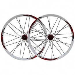 QHY Mountain Bike Wheel Cycling Wheel 26" Bike Wheel Set MTB Double Wall Alloy Rim Disc Brake 7-11 Speed Tires 1.5-2.1" Sealed Bearings Hub Quick Release 28H 6 Colors (Color : White red)