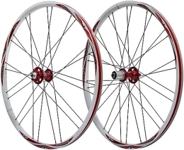 InLiMa Mountain Bike Wheel Cycling Wheels Mountain Bike Disc Brake Wheelset 26" Quick Release Bicycle Wheelset Bicycle Wheel Pair (Color : Red a, Size : 26'')