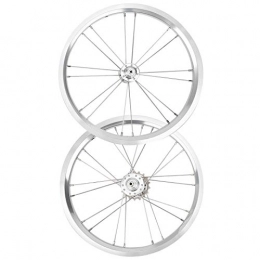 Demeras Spares durable 16 inch Folding Bike Rims Set V Brake Front 74mm Rear 85mm Hub Bicycle Wheelset for mountain bike for hiking(Silver)