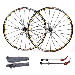 DZGN Spares DZGN Bicycle front rear wheels for 26"27.5" mountain bike, MTB wheelset 7 bearings 24H alloy drum disc brake 7 8 9 10 11 speed, yellow, 27.5inch