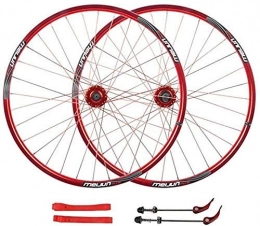 DZGN Spares DZGN Wheel Mountain Bike 26"MTB Bicycle Wheel Set Disc Brake Compatible 7 8 9 10 Speed Double-walled light alloy rim 32H, Red