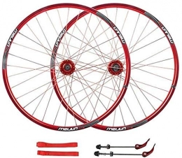 DZGN Mountain Bike Wheel DZGN Wheel Mountain Bike 26"MTB Bicycle Wheel Set Disc Brake Compatible 7 8 9 10 Speed Double-walled light alloy rim 32H, Red