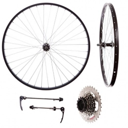 FireCloud Cycles Mountain Bike Wheel FireCloud Cycles PAIR of 26" MOUNTAIN BIKE WHEELS QUICK RELEASE + 7 SPEED COG & SKEWERS BLACK RIM