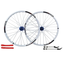 GAOZHE Spares GAOZHE 26 In Mountain Bike Wheelset Quick Release 32 Holes Double-Walled Light-Alloy Rims Disc Brake Bicycle Wheel (Front + Rear) 7 / 8 / 9 / 10 Speed Cassette (Color : White, Size : 26in)