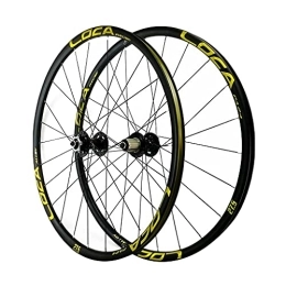 GAOZHE Mountain Bike Wheel GAOZHE Mountain Bike Wheelset 26 / 27.5 / 29" Bicycle Wheel Front and Rear Double-walled Aluminum Alloy Rim Quick Release Disc Brake 24 Holes 7 8 9 10 11 12 Speed (Color : Gold-1, Size : 27.5in)