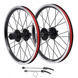 Germerse Spares Germerse Folding Bike Wheelset, Mountain Bike Wheelset, Durable Aluminium Alloy Bike Wheelset Outdoor Mountain Bike for V Brake Road Bike(black)