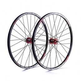 GFYWZ Mountain Bike Wheel GFYWZ Mountain Bike Wheelset 26 / 27.5 Inch, Double Wall Ultralight Carbon Fiber MTB Rim Disc Brake Hybrid 24 Hole Disc 7 8 9 10 Speed, Red, 26inch