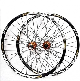 HXJZJ Spares HXJZJ Mountain Bike Wheelset, 29 / 26 / 27.5 Inch Bicycle Wheel (Front + Rear) Double Walled Aluminum Alloy MTB Rim Fast Release Disc Brake 32H 7-11 Speed, Yellow-29in