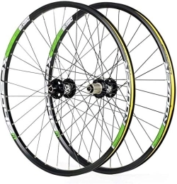 L.BAN Mountain Bike Wheel L.BAN Cycling Wheels For 26 27.5 29 Inch Mountain Bike Wheelset Alloy Double Wall Quick Release Disc Brake Compatible 8-11 Speed, Green-29inch