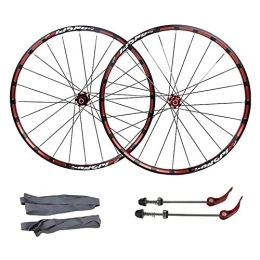 L.BAN Mountain Bike Wheel L.BAN MTB Bike Wheel Set For 26" 27.5" Mountain Bike, MTB Bike Wheel Set 7 Bearing 24H Alloy Drum Disc Brake 7 8 9 10 11 Speed, Red-26inch