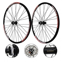 LDDLDG Mountain Bike Wheel LDDLDG 27.5 Inch Mountain Wheel Set Bicycle Central Locking Disc Brake Hub Rim Quick Release (Color : Black+red)