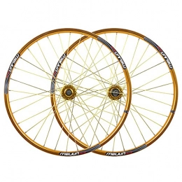 LHHL Spares LHHL 26 Inch Mountain Bike Disc Brake Wheel 32 H Before And After The Bicycle Wheel Aluminum Alloy Bicycle Wheels QR Sealed Bearing Front 100mm Rear 135mm (Color : Gold, Size : 26")