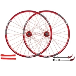 LHHL Spares LHHL Bicycle Wheel 26 Inch Double Wall Alloy Rim MTB Mountain Bike Wheel Set Quick Release Disc Brake 32 Hole 7 8 9 10 Speed (Color : Red)