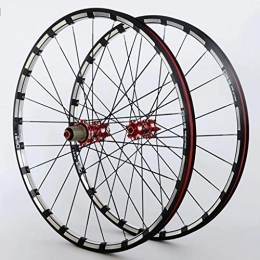 LHHL Spares LHHL Bicycle Wheelset 26" / 27.5" / 29" MTB Bike Wheels CNC Double Wall Rims Disc Brake Sealed Bearing Carbon Hub QR 11 Speed (Color : Red hub, Size : 27.5")