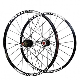 LHHL Spares LHHL Bike Wheel 26 / 27.5 Inch Double Wall Rims Sealed Bearing Carbon Fiber Hubs MTB Bicycle Wheel Set Disc Brake QR 9-11 Speed Cassette Flywheel 24H (Color : Black, Size : 27.5in)