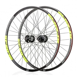 LHHL Spares LHHL Components Double Wall Bike Wheelset for 26 27.5 29 inch MTB Rim Disc Brake Quick Release Mountain Bike Wheels 24H 8 9 10 11 Speed (Color : Green, Size : 26inch)