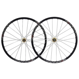 LHHL Spares LHHL Components MTB Cycling Wheel 26 Inch Bicycle Wheelset CNC Rims 559x20 Disc Brake Mountain Bike Wheels Sealed Bearing Hub QR For 7-11 Speed Cassette Flywheel (Color : Gold, Size : 26INCH)