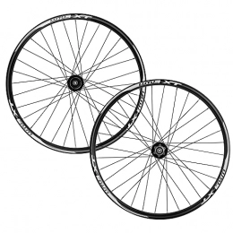 LHHL Spares LHHL Mountain Bike Wheelset 26" 27.5" 29" QR Sealed Bearing Aluminum Alloy Rim Disc Brake 32H MTB RIM QR For 8-11 Speed Cassette (Color : Black, Size : 26")