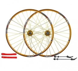 LHHL Spares LHHL Mountain Bike Wheelsets26-Inch 32-Hole Quick Release Disc Brake Wheel WheelSet Hub F 100mm R 135mm (Color : Gold, Size : 26")