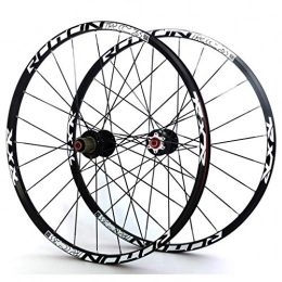 LHHL Spares LHHL MTB Bicycle Wheel Set 26 / 27.5 / 29" Double Wall Alloy Rims Carbon Hubs Disc Brake Wheel 24H QR NBK Sealed Bearing For 7-11 Speed Cassette (Color : Black, Size : 26")