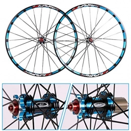 LHHL Spares LHHL MTB Bicycle Wheelset 26" / 27.5" Mountain Bike Wheels Milling Trilateral Double Wall Alloy Rim Carbon Hub Disc Brake QR 7-11Speed (Color : Blue, Size : 27.5")