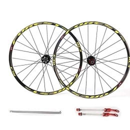 LHHL Spares LHHL MTB Bike Wheel Set 26" / 27.5" / 29" Double Wall Alloy Rim Bicycle Wheel Cassette Hub Sealed Bearing QR 7-11Speed Disc Brake 1800g (Color : Gold, Size : 26")