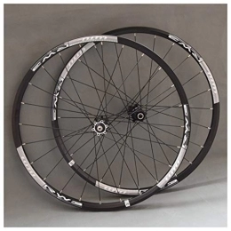 LHHL Spares LHHL MTB Bike Wheelset 26" / 27.5" / 29" Double Walled Alloy Rim Disc Brake Bicycle Front & Rear Wheels QR 7-11 Speed Cassette Hubs Sealed Bearing (Color : Black, Size : 27.5")
