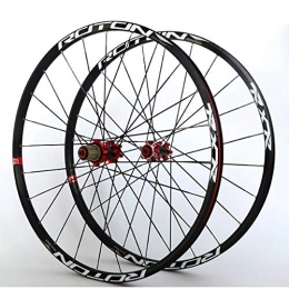 LHHL Spares LHHL MTB Wheel Set Bicycle Front & Rear Wheel 26 / 27.5 / 29" Double Wall Alloy Rims Carbon Hubs 24H QR Disc Brake NBK Sealed Bearing For 7-11 Speed Cassette (Color : Black, Size : 26")
