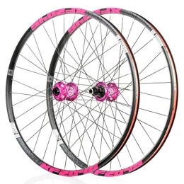 LHHL Spares LHHL Wheel For Mountain Bike 26" / 27.5" / 29" Bicycle Wheelset MTB Double Wall Rim QR Disc Brake 8-11S Cassette Hub 6 Ratchets Sealed Bearing (Color : Pink, Size : 26")
