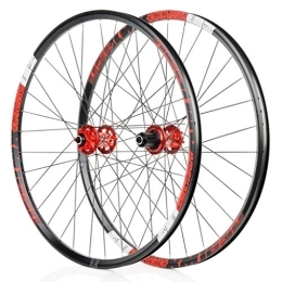 LHHL Mountain Bike Wheel LHHL Wheel For Mountain Bike 26" / 27.5" Bicycle Wheelset MTB Double Wall Rim QR Disc Brake 8-11S Cassette Hub 6 Ratchets Sealed Bearing Red, Size : 26