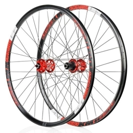 LHHL Spares LHHL Wheel For Mountain Bike 26" / 27.5" Bicycle Wheelset MTB Double Wall Rim QR Disc Brake 8-11S Cassette Hub 6 Ratchets Sealed Bearing Red, Size : 27.5