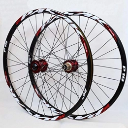 LHLCG Spares LHLCG Bicycle Wheel Set 26 / 27.5 Inch Quick Release Alloy Rim, Red, 26in
