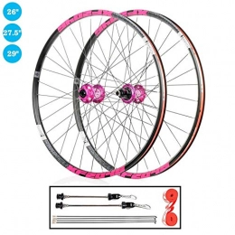 LIMQ Mountain Bike Wheel LIMQ Mountain Bike Wheelset 26" 27.5" 29" Double Wall Rim QR Disc Hub For 8-12 Speed Cassette Pink, 26inch