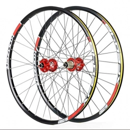 LSRRYD Mountain Bike Wheel LSRRYD Double Wall Bike Wheelset for 26 27.5 29 inch MTB Rim Disc Brake Quick Release Mountain Bike Wheels 24H 8 9 10 11 Speed (Color : Red, Size : 26inch)