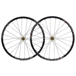 LSRRYD Mountain Bike Wheel LSRRYD MTB Cycling Wheel 26 Inch Bicycle Wheelset CNC Rims 559x20 Disc Brake Mountain Bike Wheels Sealed Bearing Hub QR For 7-11 Speed Cassette Flywheel (Color : Gold, Size : 26INCH)