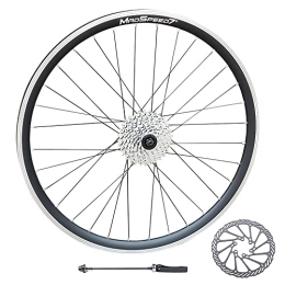 Madspeed7 Mountain Bike Wheel Madspeed7 QR 26" (ETRTO 559x19) MTB Mountain Bike REAR Wheel + 9 Speed Cassette (11-34t) + 160mm Disc Rotor - Sealed Bearings (6 Bolt) Disc Brake Hub (Very Smooth Hub) - Double Wall - 32x Spokes