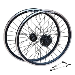 Madspeed7 Mountain Bike Wheel Madspeed7 QR 26" (ETRTO 559x19) MTB Mountain Bike Wheel Set + Shimano 7 Speed Cassette (12-32t) - Rim & Disc Brake Compatible - Sealed Bearings Hubs (Very Smooth Hubs) - Double Wall