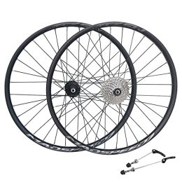 Madspeed7 Mountain Bike Wheel Madspeed7 QR 27.5" 650b (584x20) MTB Mountain Bike Disc Front Rear Wheel Set + 8 speed Cassette (11-36t) - Sealed Bearings (6 Bolt) Disc Brake Hub (Very Smooth Hubs) - Double Wall - 32x Spokes