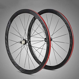 MENUDOWN Mountain Bike Wheel MENUDOWN Bicycle Wheel, Super-light Aluminum Four-perlin Flat Spokes Racing 40 Rims Road Bike Wheel 700C with Quick Releases and Anti-cursor, Black