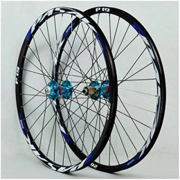 MGE Mountain Bike Wheel MGE 26 / 27.5 / 29 Inch Mountain Bike Wheel Bike Wheel Set Double Wall Rims Cassette Flywheel Sealed Bearing Disc Brake QR 7-11 Speed Bike Wheelset (Color : Blue, Size : 26in)